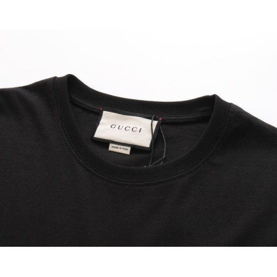 Replica Maglietta girocollo Gucci unisex nera/albicocca 11 Imitazione Outlet