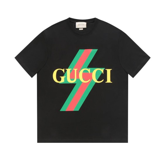 Replica Maglietta girocollo Gucci unisex nera/albicocca 11 Imitazione Outlet