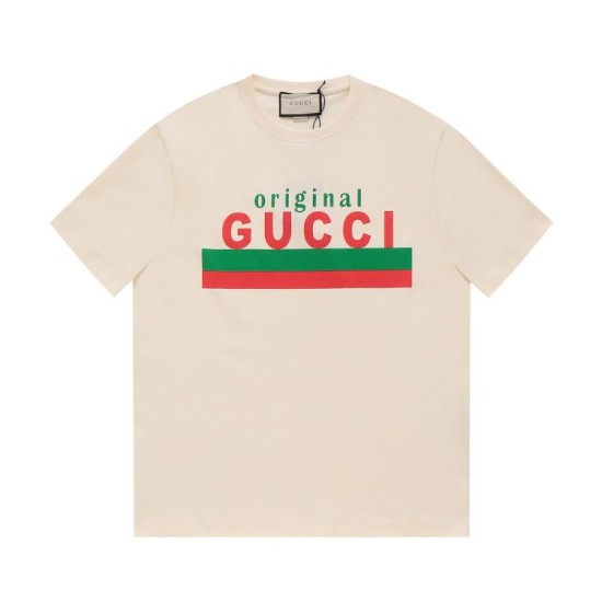 Replica Maglietta girocollo Gucci unisex nera/albicocca 12 Imitazione Outlet