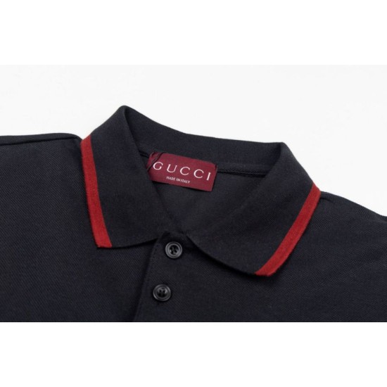 Replica Polo Gucci con ricamo a doppia GG e morsetto 01 Imitazione Outlet