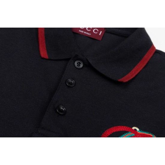 Replica Polo Gucci con ricamo a doppia GG e morsetto 01 Imitazione Outlet