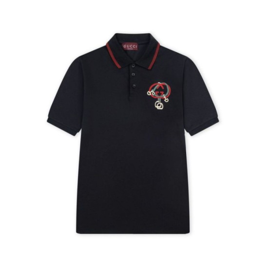 Replica Polo Gucci con ricamo a doppia GG e morsetto 01 Imitazione Outlet