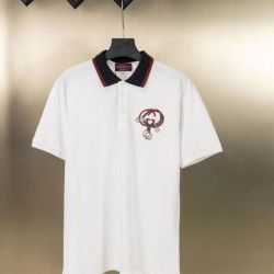Replica Polo Gucci con ricamo a doppia GG e morsetto 02 Imitazione Outlet