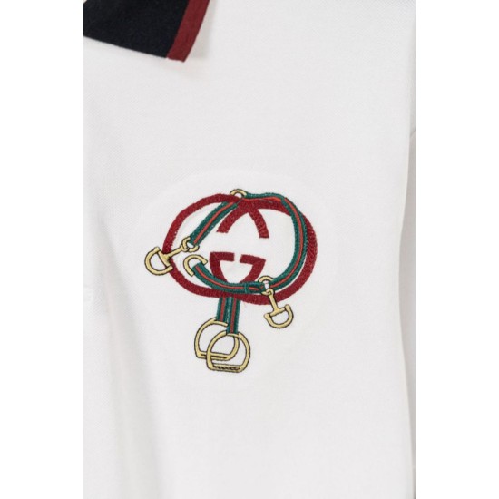 Replica Polo Gucci con ricamo a doppia GG e morsetto 02 Imitazione Outlet