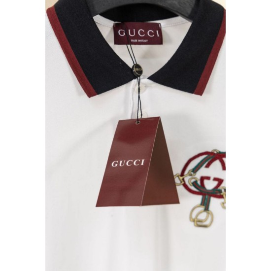 Replica Polo Gucci con ricamo a doppia GG e morsetto 02 Imitazione Outlet