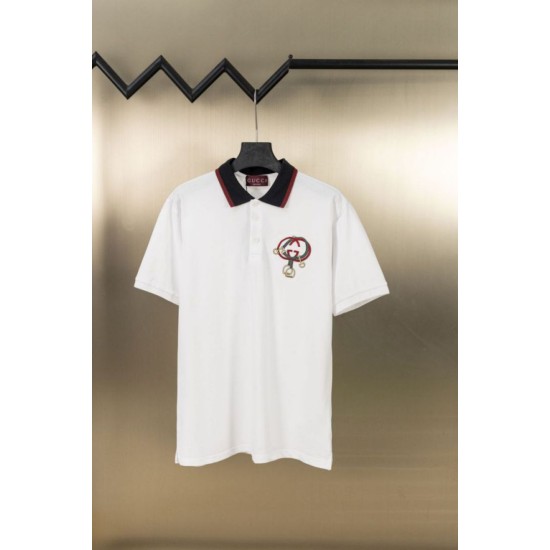 Replica Polo Gucci con ricamo a doppia GG e morsetto 02 Imitazione Outlet