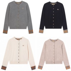 Perfetto Replica Cardigan classico Burberry maglia scozzese a maniche lunghe con ricamo Imitazione Outlet