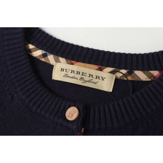 Perfetto Replica Cardigan classico Burberry maglia scozzese a maniche lunghe con ricamo Imitazione Outlet