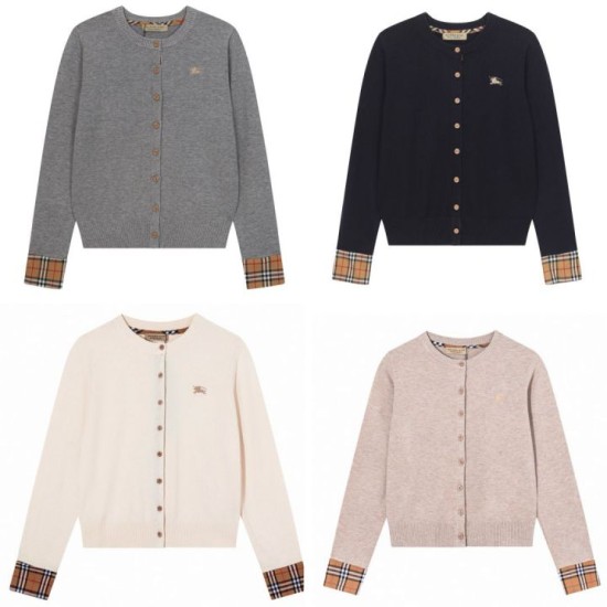 Perfetto Replica Cardigan classico Burberry maglia scozzese a maniche lunghe con ricamo Imitazione Outlet