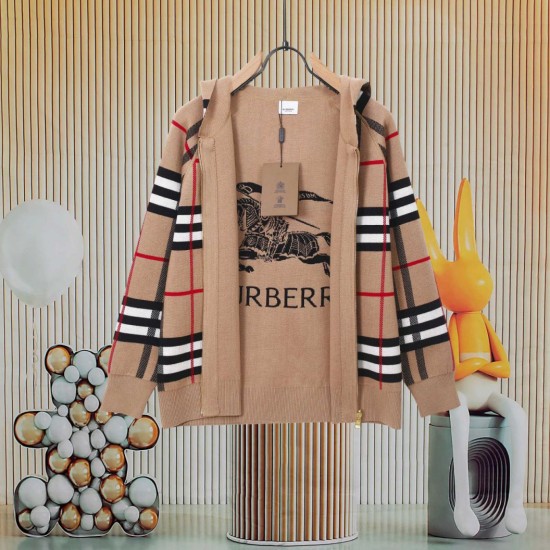 Perfetto Replica Giacca Burberry con cappuccio reversibile cashmere a quadri Imitazione Outlet