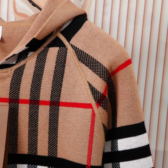 Perfetto Replica Giacca Burberry con cappuccio reversibile cashmere a quadri Imitazione Outlet