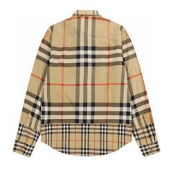Perfetto Replica Camicia Burberry a maniche lunghe con patchwork scozzese Imitazione Outlet