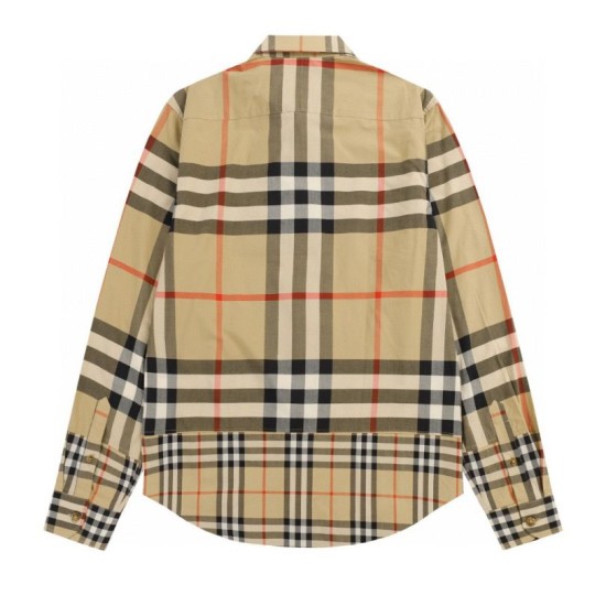 Perfetto Replica Camicia Burberry a maniche lunghe con patchwork scozzese Imitazione Outlet