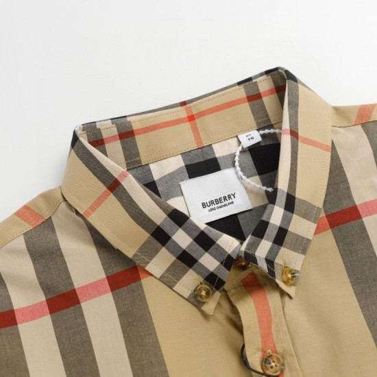 Perfetto Replica Camicia Burberry a maniche lunghe con patchwork scozzese Imitazione Outlet