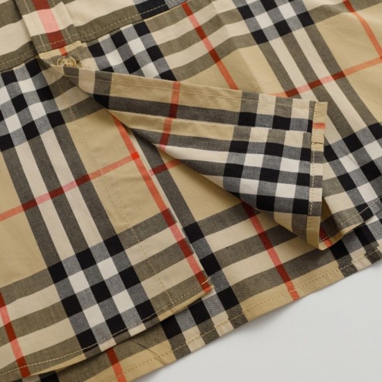 Perfetto Replica Camicia Burberry a maniche lunghe con patchwork scozzese Imitazione Outlet