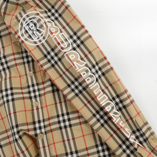 Perfetto Replica Camicia classici Burberry a maniche lunghe con motivo a quadri Imitazione Outlet