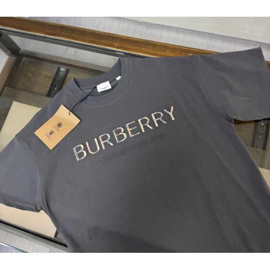 Perfetto Replica Burberry T-shirt unisex a maniche corte con scollo rotondo 01 Imitazione Outlet
