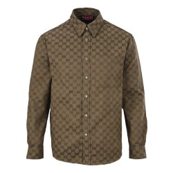 Perfetto Replica Giacca-camicia Gucci con colletto alla coreana e motivo Doppia G in jacquard all-over Imitazione Outlet