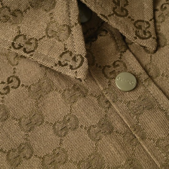 Perfetto Replica Giacca-camicia Gucci con colletto alla coreana e motivo Doppia G in jacquard all-over Imitazione Outlet