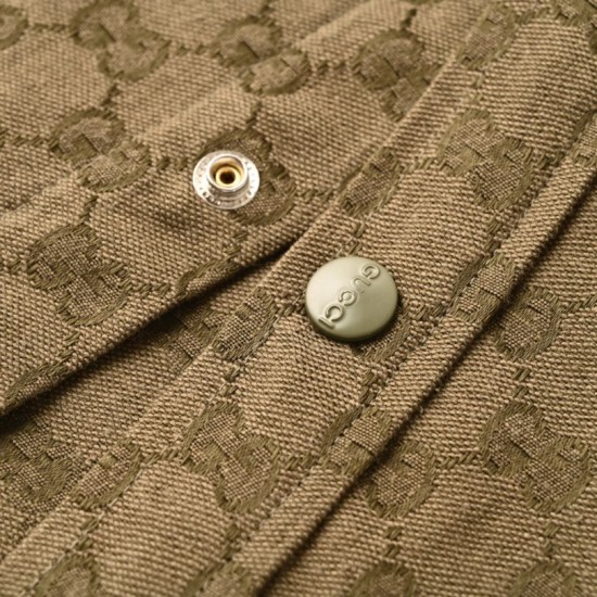Perfetto Replica Giacca-camicia Gucci con colletto alla coreana e motivo Doppia G in jacquard all-over Imitazione Outlet