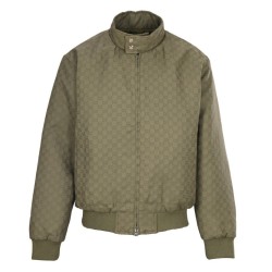 Perfetto Replica Giacca trapuntata con collo alto e stampa GG Gucci all-over Imitazione Outlet