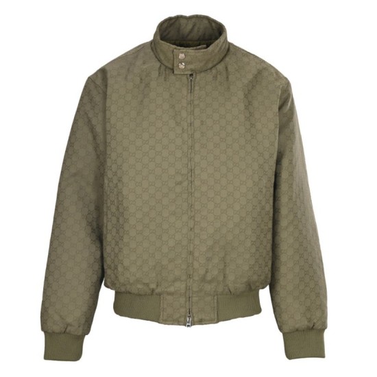 Perfetto Replica Giacca trapuntata con collo alto e stampa GG Gucci all-over Imitazione Outlet