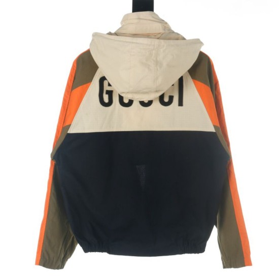 Perfetto Replica Giacca Gucci con cappuccio e tasca con cerniera ricamata Imitazione Outlet