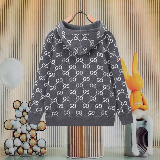 Perfetto Replica Giacca Gucci classica cappuccio in misto cashmere jacquard con doppia G Imitazione Outlet