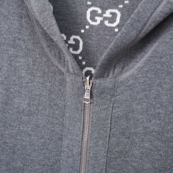 Perfetto Replica Giacca Gucci classica cappuccio in misto cashmere jacquard con doppia G Imitazione Outlet