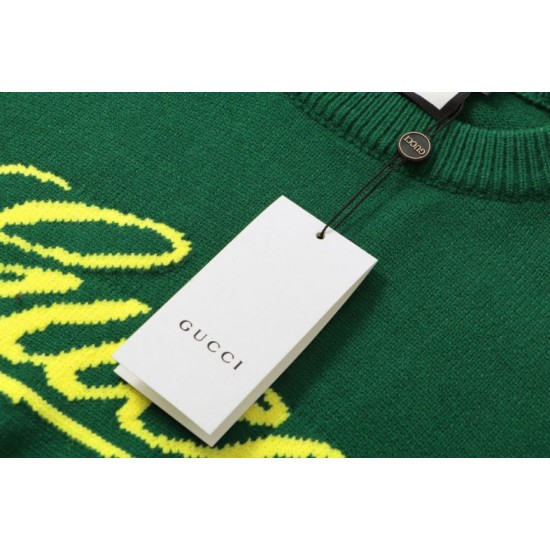 Perfetto Replica Maglione Gucci girocollo in jacquard con logo bianco Imitazione Outlet