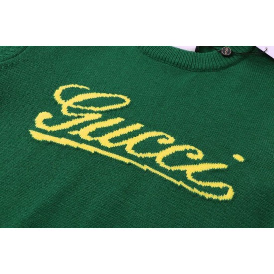 Perfetto Replica Maglione Gucci girocollo in jacquard con logo bianco Imitazione Outlet