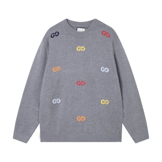 Perfetto Replica Maglione Gucci girocollo jacquard con logo doppia G colorato Imitazione Outlet