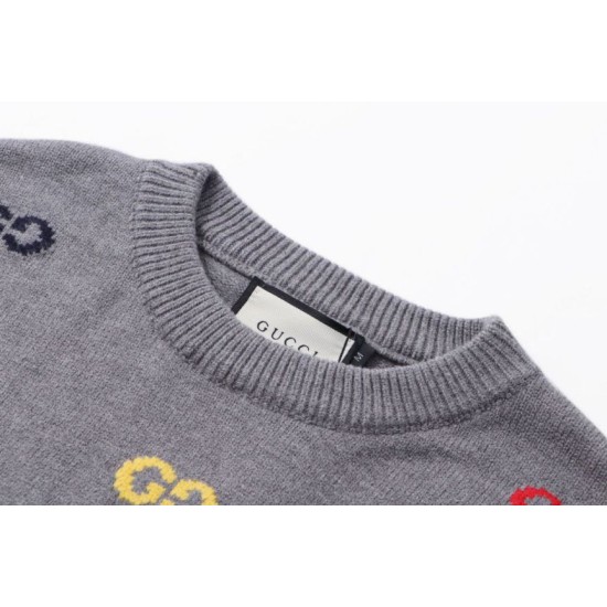 Perfetto Replica Maglione Gucci girocollo jacquard con logo doppia G colorato Imitazione Outlet