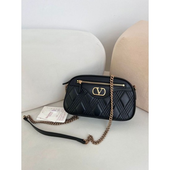 Replica Borsa a mano Valentino Garavani catena Quiltie 67 agnello Nero Imitazione Outlet Online