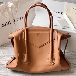 Replica Borsa Givenchy Antigona media con chiusura morbida marrone Imitazione Outlet Online