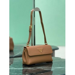 Replica Borsa a tracolla Prada con patta 1BN022 marrone Imitazione Outlet Online