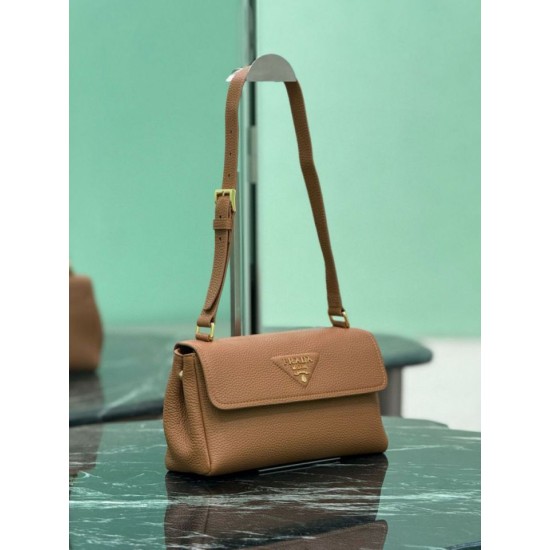 Replica Borsa a tracolla Prada con patta 1BN022 marrone Imitazione Outlet Online