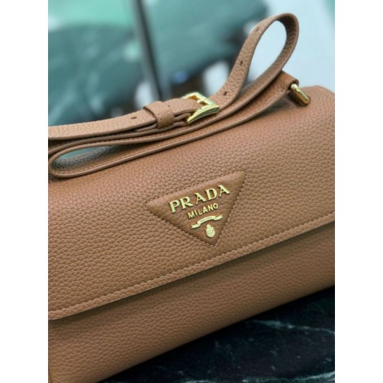 Replica Borsa a tracolla Prada con patta 1BN022 marrone Imitazione Outlet Online