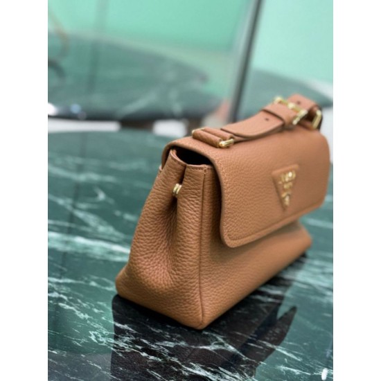 Replica Borsa a tracolla Prada con patta 1BN022 marrone Imitazione Outlet Online