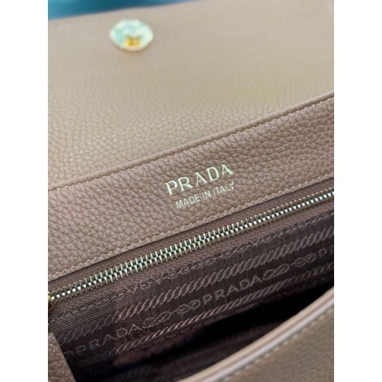 Replica Borsa a tracolla Prada con patta 1BN022 marrone Imitazione Outlet Online