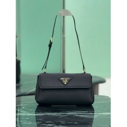 Replica Borsa a tracolla Prada con patta 1BN022 Nero Imitazione Outlet Online