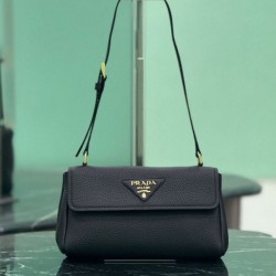 Replica Borsa a tracolla Prada con patta 1BN022 Nero Imitazione Outlet Online