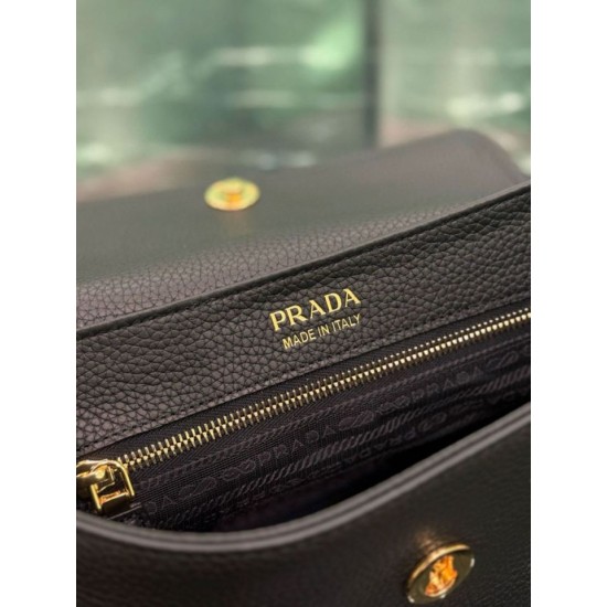 Replica Borsa a tracolla Prada con patta 1BN022 Nero Imitazione Outlet Online