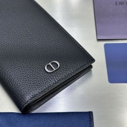 Replica Portafoglio verticale Dior CD Icon in pelle di vitello martellata nera Imitazione Outlet Online
