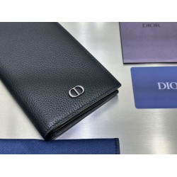 Replica Portafoglio verticale Dior CD Icon in pelle di vitello martellata nera Imitazione Outlet Online