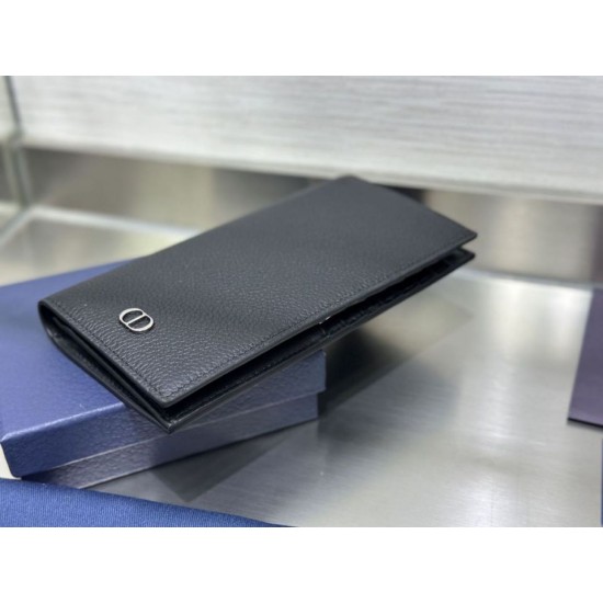 Replica Portafoglio verticale Dior CD Icon in pelle di vitello martellata nera Imitazione Outlet Online