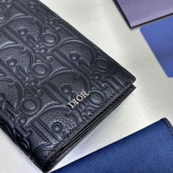 Replica Portafoglio Dior Vertical Bifold Dior Oblique Galaxy nero Imitazione Outlet Online