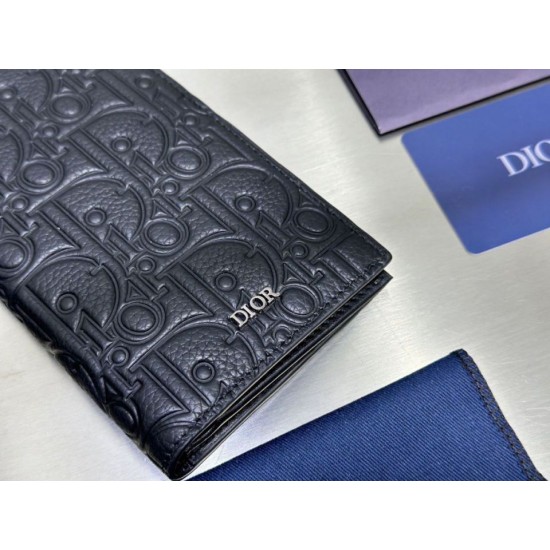 Replica Portafoglio Dior Vertical Bifold Dior Oblique Galaxy nero Imitazione Outlet Online