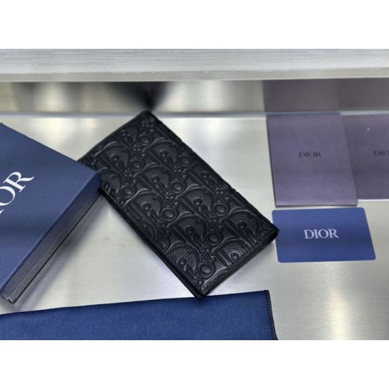 Replica Portafoglio Dior Vertical Bifold Dior Oblique Galaxy nero Imitazione Outlet Online