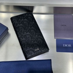 Replica Portafoglio Dior Vertical Bifold Dior Oblique Galaxy nero Imitazione Outlet Online